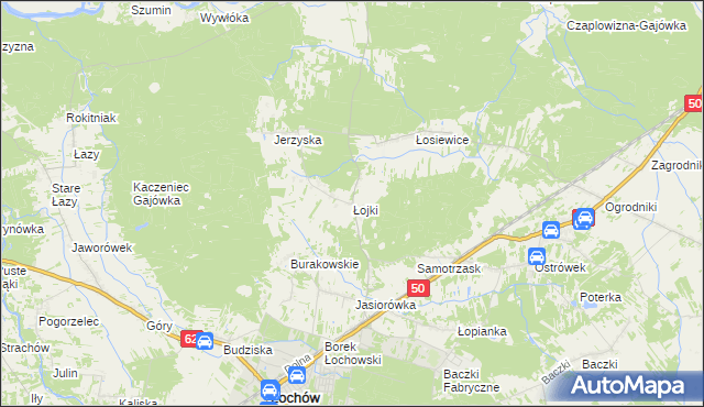 mapa Łojki gmina Łochów, Łojki gmina Łochów na mapie Targeo