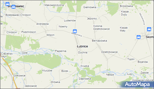 mapa Łubnice powiat wieruszowski, Łubnice powiat wieruszowski na mapie Targeo