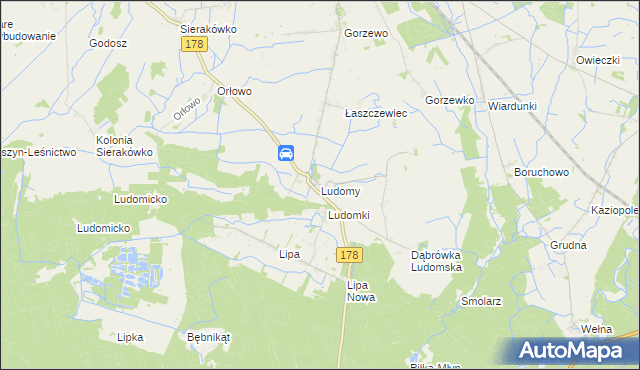 mapa Ludomy, Ludomy na mapie Targeo