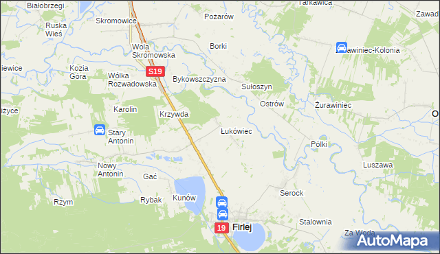 mapa Łukówiec gmina Firlej, Łukówiec gmina Firlej na mapie Targeo