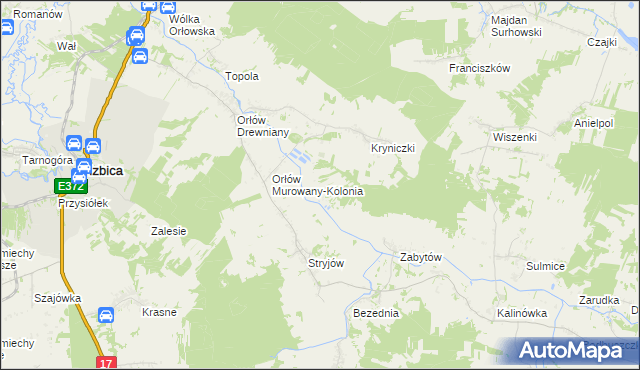 mapa Majdan Krynicki gmina Izbica, Majdan Krynicki gmina Izbica na mapie Targeo