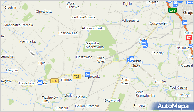 mapa Mała Wieś gmina Belsk Duży, Mała Wieś gmina Belsk Duży na mapie Targeo