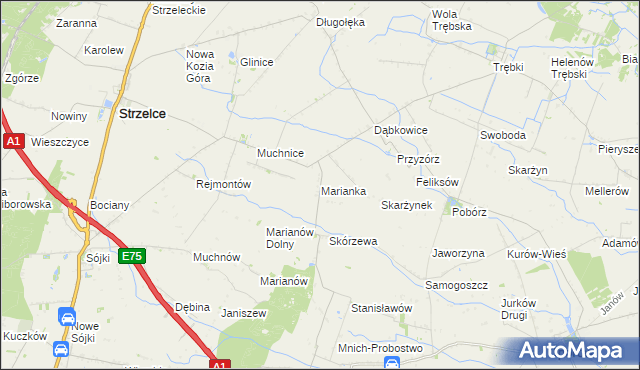 mapa Marianka gmina Strzelce, Marianka gmina Strzelce na mapie Targeo