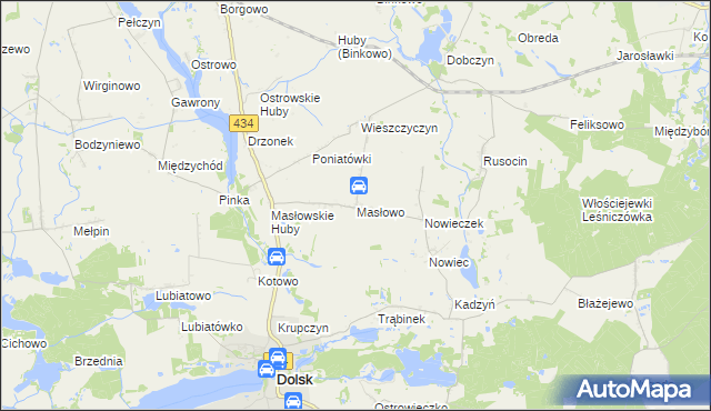 mapa Masłowo gmina Dolsk, Masłowo gmina Dolsk na mapie Targeo