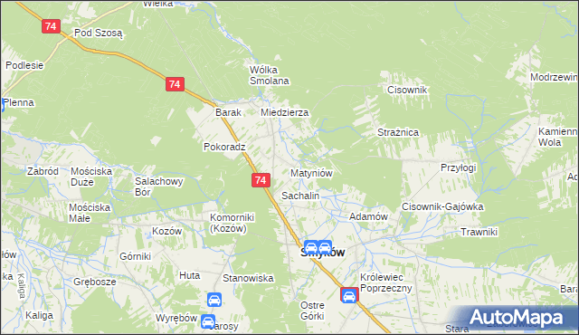 mapa Matyniów, Matyniów na mapie Targeo