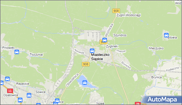 mapa Miasteczko Śląskie, Miasteczko Śląskie na mapie Targeo
