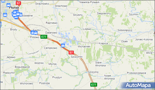 mapa Michalinek gmina Płońsk, Michalinek gmina Płońsk na mapie Targeo