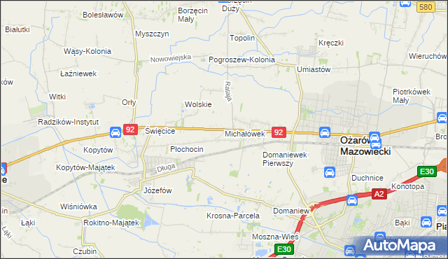 mapa Michałówek gmina Ożarów Mazowiecki, Michałówek gmina Ożarów Mazowiecki na mapie Targeo