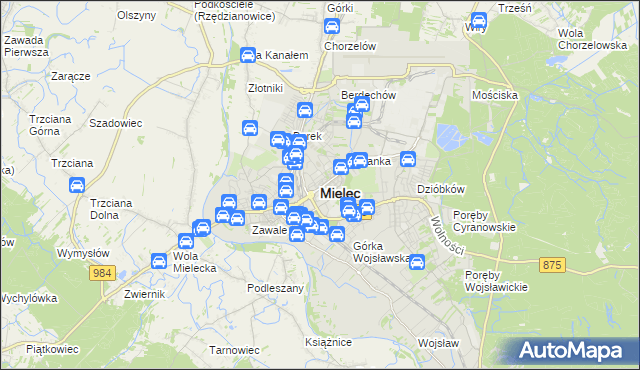 mapa Mielca, Mielec na mapie Targeo