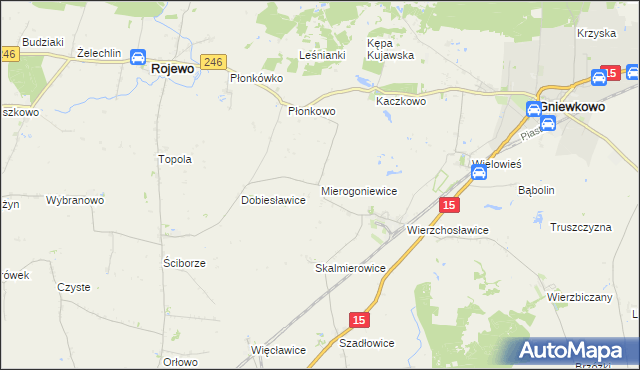 mapa Mierogoniewice, Mierogoniewice na mapie Targeo