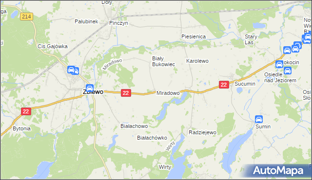 mapa Miradowo, Miradowo na mapie Targeo