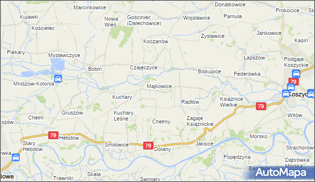 mapa Modrzany, Modrzany na mapie Targeo