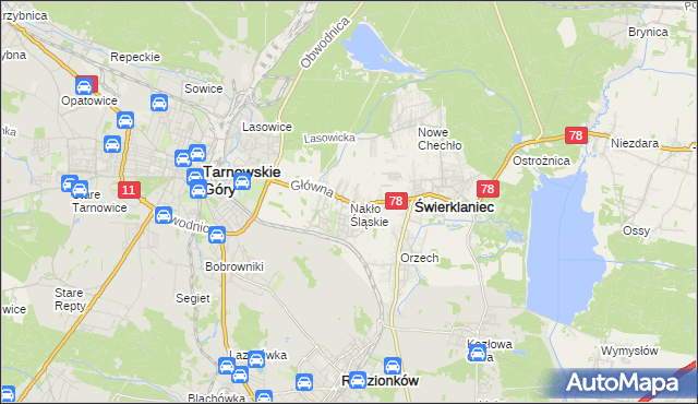 mapa Nakło Śląskie, Nakło Śląskie na mapie Targeo