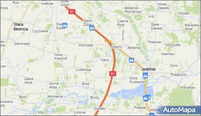 mapa Narty gmina Jedlińsk, Narty gmina Jedlińsk na mapie Targeo