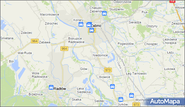 mapa Niedomice, Niedomice na mapie Targeo