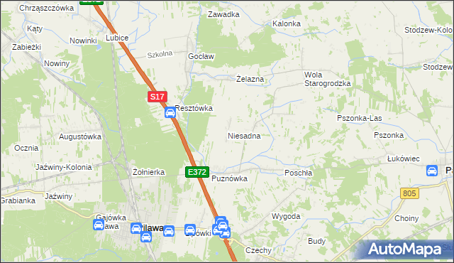 mapa Niesadna, Niesadna na mapie Targeo