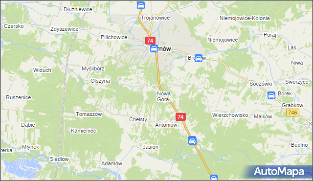 mapa Nowa Góra gmina Żarnów, Nowa Góra gmina Żarnów na mapie Targeo