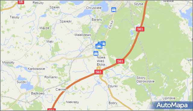 mapa Nowa Wieś Ełcka, Nowa Wieś Ełcka na mapie Targeo
