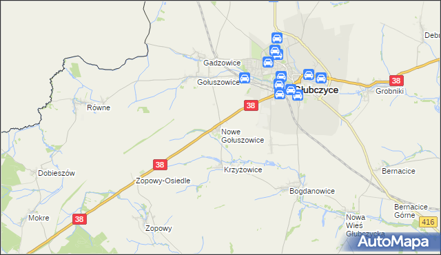 mapa Nowe Gołuszowice, Nowe Gołuszowice na mapie Targeo