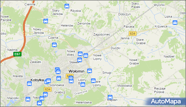 mapa Nowe Lipiny, Nowe Lipiny na mapie Targeo