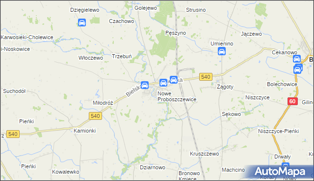 mapa Nowe Proboszczewice, Nowe Proboszczewice na mapie Targeo
