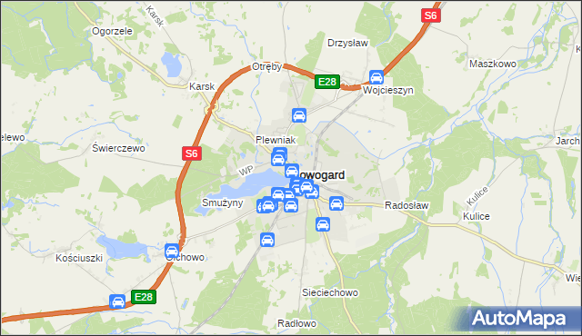 mapa Nowogard, Nowogard na mapie Targeo