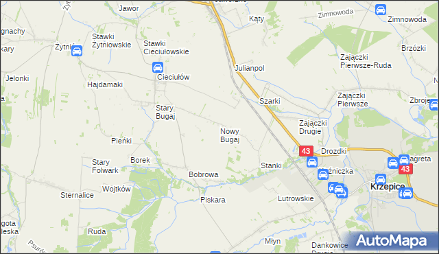 mapa Nowy Bugaj, Nowy Bugaj na mapie Targeo