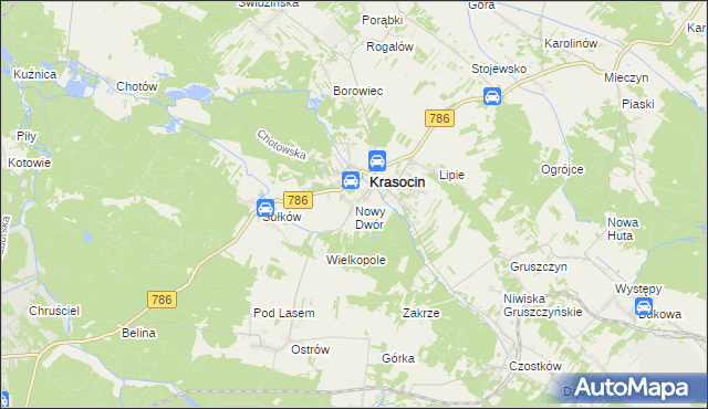 mapa Nowy Dwór gmina Krasocin, Nowy Dwór gmina Krasocin na mapie Targeo