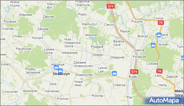 mapa Oblęgór, Oblęgór na mapie Targeo