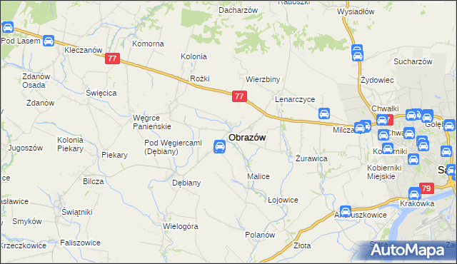 mapa Obrazów, Obrazów na mapie Targeo