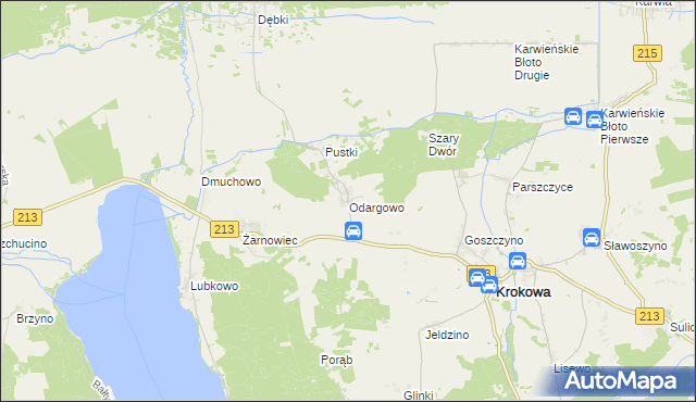 mapa Odargowo gmina Krokowa, Odargowo gmina Krokowa na mapie Targeo