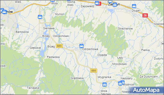 mapa Odrzechowa, Odrzechowa na mapie Targeo