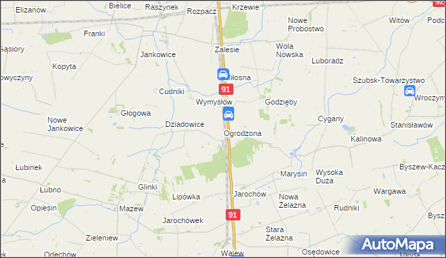 mapa Ogrodzona gmina Daszyna, Ogrodzona gmina Daszyna na mapie Targeo