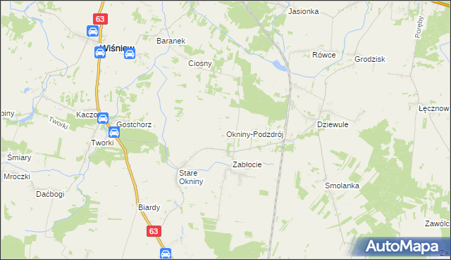 mapa Okniny-Podzdrój, Okniny-Podzdrój na mapie Targeo