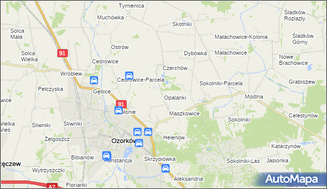 mapa Opalanki gmina Ozorków, Opalanki gmina Ozorków na mapie Targeo