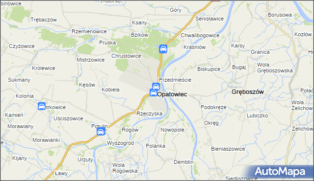 mapa Opatowiec powiat kazimierski, Opatowiec powiat kazimierski na mapie Targeo