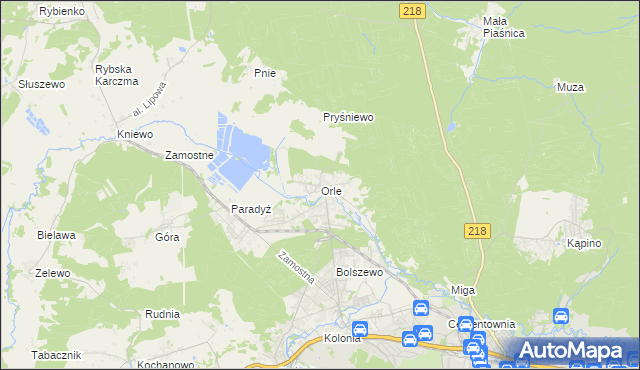 mapa Orle gmina Wejherowo, Orle gmina Wejherowo na mapie Targeo