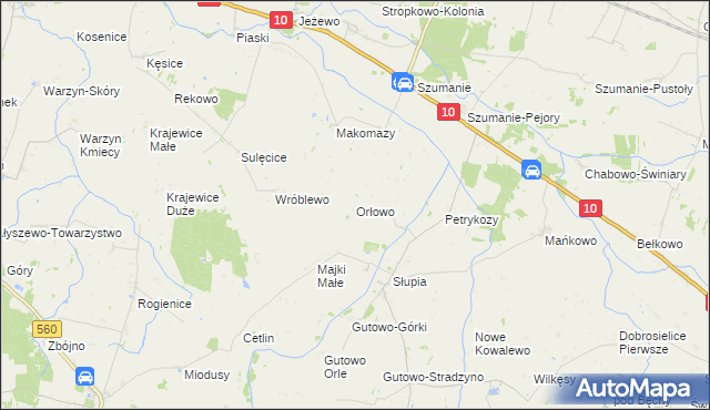mapa Orłowo gmina Zawidz, Orłowo gmina Zawidz na mapie Targeo