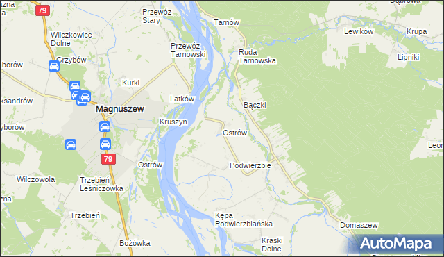 mapa Ostrów gmina Maciejowice, Ostrów gmina Maciejowice na mapie Targeo