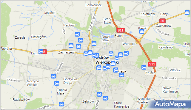 mapa Ostrów Wielkopolski, Ostrów Wielkopolski na mapie Targeo
