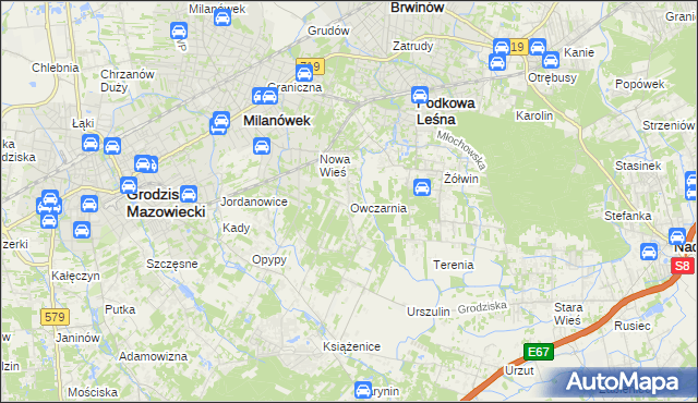 mapa Owczarnia gmina Brwinów, Owczarnia gmina Brwinów na mapie Targeo