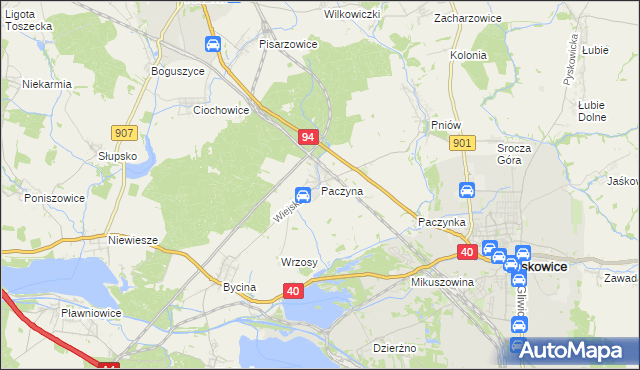 mapa Paczyna, Paczyna na mapie Targeo