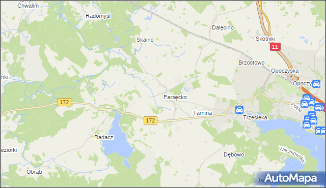 mapa Parsęcko, Parsęcko na mapie Targeo
