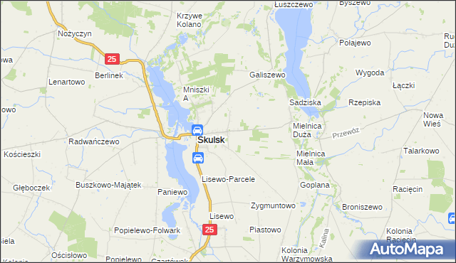 mapa Piaski gmina Skulsk, Piaski gmina Skulsk na mapie Targeo