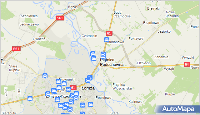 mapa Piątnica Poduchowna, Piątnica Poduchowna na mapie Targeo