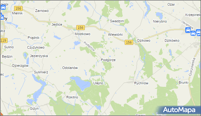 mapa Podgórze gmina Barlinek, Podgórze gmina Barlinek na mapie Targeo