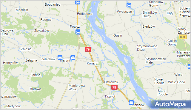 mapa Podgórzyce gmina Warka, Podgórzyce gmina Warka na mapie Targeo