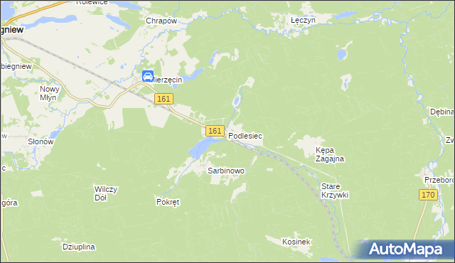 mapa Podlesiec, Podlesiec na mapie Targeo