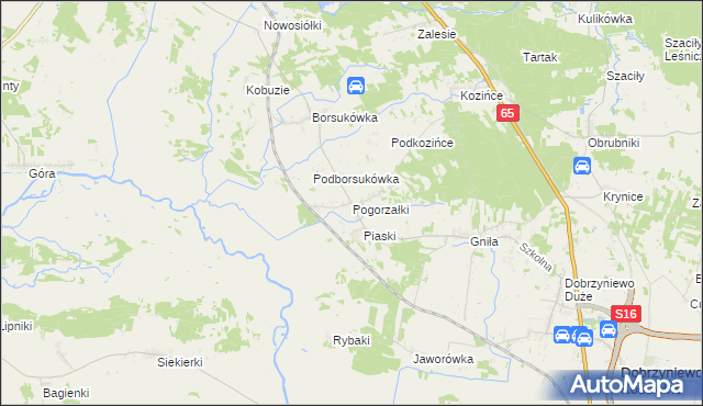 mapa Pogorzałki gmina Dobrzyniewo Duże, Pogorzałki gmina Dobrzyniewo Duże na mapie Targeo