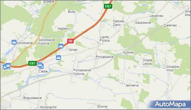 mapa Poniatowice, Poniatowice na mapie Targeo
